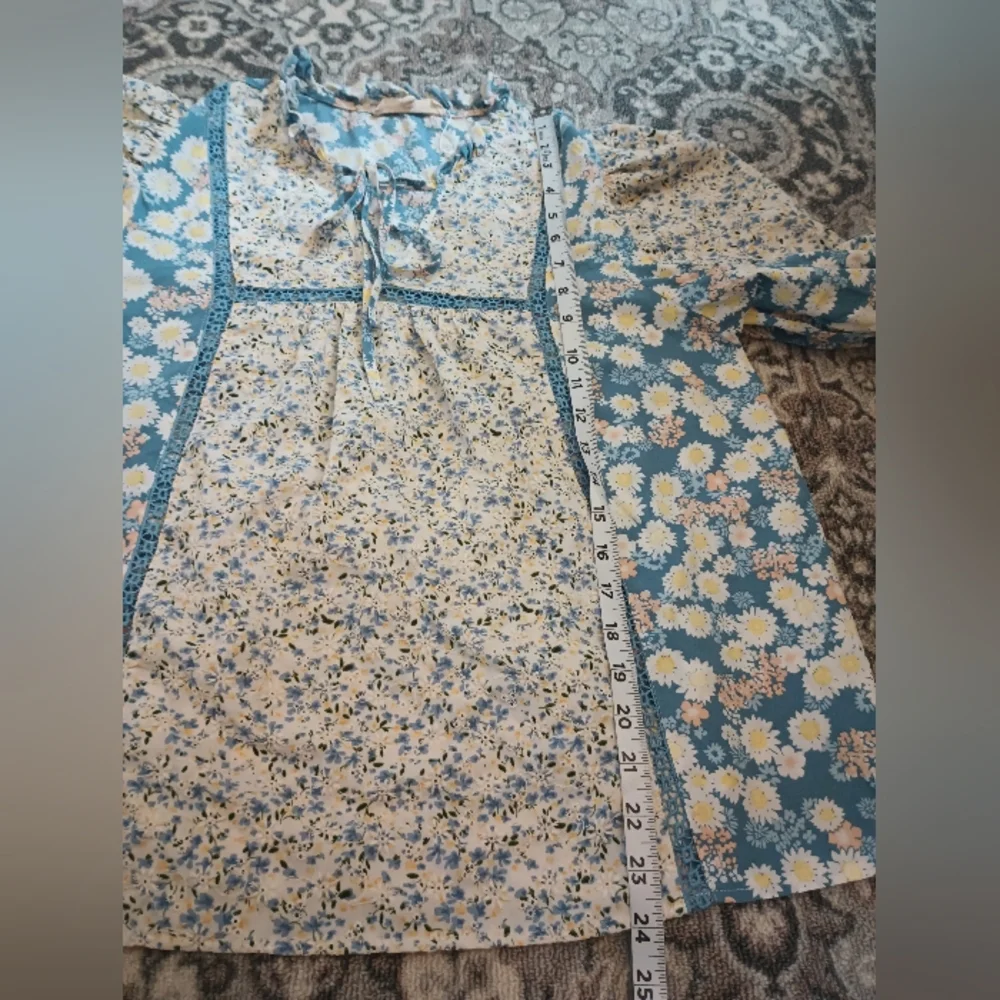 Solitaire Floral Peasant Top Large Embroidered Cottage Bloomcore Prairie - Picture 10 of 10